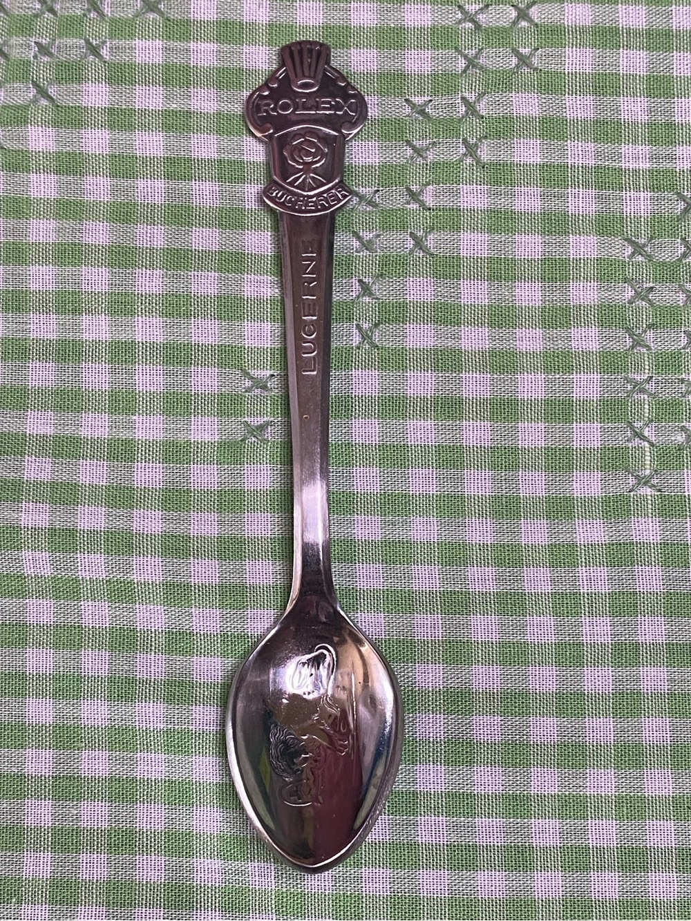 Silver toned Rolex souvenir spoon from Switzerland (E)